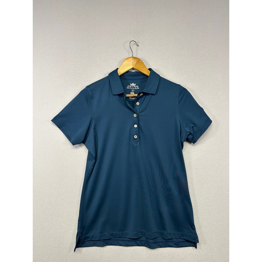 Golf Athleisure Peter Millar Womens Medium Blue Performance Polo Shirt